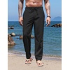 image:imageCOOFANDY Mens Casual Linen Pants Elastic Waist Drawstring Yoga Beach Pants Lightweight Loose Fit Trousers with PocketsBlack