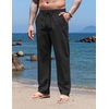 image:imageCOOFANDY Mens Casual Linen Pants Elastic Waist Drawstring Yoga Beach Pants Lightweight Loose Fit Trousers with PocketsBlack