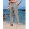 image:imageCOOFANDY Mens Casual Linen Pants Elastic Waist Drawstring Yoga Beach Pants Lightweight Loose Fit Trousers with PocketsGrey