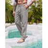 image:imageCOOFANDY Mens Casual Linen Pants Elastic Waist Drawstring Yoga Beach Pants Lightweight Loose Fit Trousers with PocketsGrey