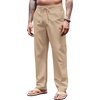 image:imageCOOFANDY Mens Casual Linen Pants Elastic Waist Drawstring Yoga Beach Pants Lightweight Loose Fit Trousers with PocketsKhaki