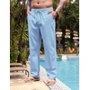 image:imageCOOFANDY Mens Casual Linen Pants Elastic Waist Drawstring Yoga Beach Pants Lightweight Loose Fit Trousers with PocketsLight Blue