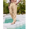 image:imageCOOFANDY Mens Casual Linen Pants Elastic Waist Drawstring Yoga Beach Pants Lightweight Loose Fit Trousers with PocketsLight Khaki