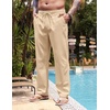 image:imageCOOFANDY Mens Casual Linen Pants Elastic Waist Drawstring Yoga Beach Pants Lightweight Loose Fit Trousers with PocketsLight Khaki