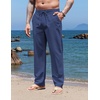 image:imageCOOFANDY Mens Casual Linen Pants Elastic Waist Drawstring Yoga Beach Pants Lightweight Loose Fit Trousers with PocketsNavy Blue