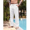 image:imageCOOFANDY Mens Casual Linen Pants Elastic Waist Drawstring Yoga Beach Pants Lightweight Loose Fit Trousers with PocketsWhite