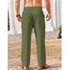 image:imageCOOFANDY Mens Casual Linen Pants Loose Fit Elastic Waist Drawstring Lightweight Pant Summer Beach TrousersArmy Green