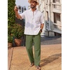 image:imageCOOFANDY Mens Casual Linen Pants Loose Fit Elastic Waist Drawstring Lightweight Pant Summer Beach TrousersArmy Green