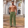 image:imageCOOFANDY Mens Casual Linen Pants Loose Fit Elastic Waist Drawstring Lightweight Pant Summer Beach TrousersArmy Green