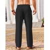 image:imageCOOFANDY Mens Casual Linen Pants Loose Fit Elastic Waist Drawstring Lightweight Pant Summer Beach TrousersBlack