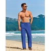 image:imageCOOFANDY Mens Casual Linen Pants Loose Fit Elastic Waist Drawstring Lightweight Pant Summer Beach TrousersBlue