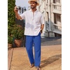 image:imageCOOFANDY Mens Casual Linen Pants Loose Fit Elastic Waist Drawstring Lightweight Pant Summer Beach TrousersBlue