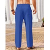 image:imageCOOFANDY Mens Casual Linen Pants Loose Fit Elastic Waist Drawstring Lightweight Pant Summer Beach TrousersBlue