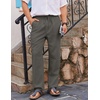 image:imageCOOFANDY Mens Casual Linen Pants Loose Fit Elastic Waist Drawstring Lightweight Pant Summer Beach TrousersDrak Grey