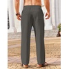 image:imageCOOFANDY Mens Casual Linen Pants Loose Fit Elastic Waist Drawstring Lightweight Pant Summer Beach TrousersDrak Grey