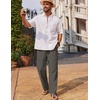 image:imageCOOFANDY Mens Casual Linen Pants Loose Fit Elastic Waist Drawstring Lightweight Pant Summer Beach TrousersDrak Grey
