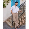 image:imageCOOFANDY Mens Casual Linen Pants Loose Fit Elastic Waist Drawstring Lightweight Pant Summer Beach TrousersKhaki