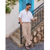image:imageCOOFANDY Mens Casual Linen Pants Loose Fit Elastic Waist Drawstring Lightweight Pant Summer Beach TrousersKhaki