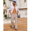 image:imageCOOFANDY Mens Casual Linen Pants Loose Fit Elastic Waist Drawstring Lightweight Pant Summer Beach TrousersKhaki
