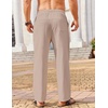 image:imageCOOFANDY Mens Casual Linen Pants Loose Fit Elastic Waist Drawstring Lightweight Pant Summer Beach TrousersKhaki