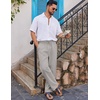 image:imageCOOFANDY Mens Casual Linen Pants Loose Fit Elastic Waist Drawstring Lightweight Pant Summer Beach TrousersLight Grey