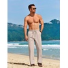 image:imageCOOFANDY Mens Casual Linen Pants Loose Fit Elastic Waist Drawstring Lightweight Pant Summer Beach TrousersLight Khaki
