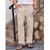 image:imageCOOFANDY Mens Casual Linen Pants Loose Fit Elastic Waist Drawstring Lightweight Pant Summer Beach TrousersLight Khaki