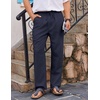 image:imageCOOFANDY Mens Casual Linen Pants Loose Fit Elastic Waist Drawstring Lightweight Pant Summer Beach TrousersNavy Blue