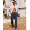 image:imageCOOFANDY Mens Casual Linen Pants Loose Fit Elastic Waist Drawstring Lightweight Pant Summer Beach TrousersNavy Blue