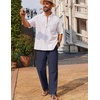 image:imageCOOFANDY Mens Casual Linen Pants Loose Fit Elastic Waist Drawstring Lightweight Pant Summer Beach TrousersNavy Blue
