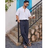 image:imageCOOFANDY Mens Casual Linen Pants Loose Fit Elastic Waist Drawstring Lightweight Pant Summer Beach TrousersNavy Blue