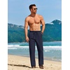 image:imageCOOFANDY Mens Casual Linen Pants Loose Fit Elastic Waist Drawstring Lightweight Pant Summer Beach TrousersNavy Blue