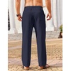 image:imageCOOFANDY Mens Casual Linen Pants Loose Fit Elastic Waist Drawstring Lightweight Pant Summer Beach TrousersNavy Blue