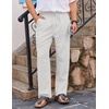 image:imageCOOFANDY Mens Casual Linen Pants Loose Fit Elastic Waist Drawstring Lightweight Pant Summer Beach TrousersWhite