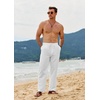 image:imageCOOFANDY Mens Casual Linen Pants Loose Fit Elastic Waist Drawstring Lightweight Pant Summer Beach TrousersWhite