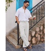 image:imageCOOFANDY Mens Casual Linen Pants Loose Fit Elastic Waist Drawstring Lightweight Pant Summer Beach TrousersWhite