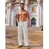 image:imageCOOFANDY Mens Casual Linen Pants Loose Fit Elastic Waist Drawstring Lightweight Pant Summer Beach TrousersWhite