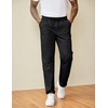image:imageCOOFANDY Mens Casual Pants Drawstring Elastic Waist Chino Pants Straight Leg Slacks Cotton Twill Trousers with PocketsBlack