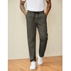image:imageCOOFANDY Mens Casual Pants Drawstring Elastic Waist Chino Pants Straight Leg Slacks Cotton Twill Trousers with PocketsDark Army Green