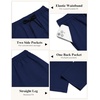 image:imageCOOFANDY Mens Casual Pants Drawstring Elastic Waist Chino Pants Straight Leg Slacks Cotton Twill Trousers with PocketsNavy Blue