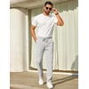image:imageCOOFANDY Mens Casual Pants Elastic Waist Chino Pants Lightweight Drawstring Pants with PocketsLight Gray