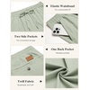 image:imageCOOFANDY Mens Casual Pants Elastic Waist Chino Pants Lightweight Drawstring Pants with PocketsLight Green