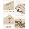image:imageCOOFANDY Mens Casual Pants Elastic Waist Chino Pants Lightweight Drawstring Pants with PocketsLight Khaki