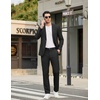 image:imageCOOFANDY Mens Casual Pants Elastic Waist Flat Front Dress Slacks Regular Fit Stretch Golf Pants Work Office TrousersBlack
