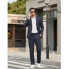 image:imageCOOFANDY Mens Casual Pants Elastic Waist Flat Front Dress Slacks Regular Fit Stretch Golf Pants Work Office TrousersDeep Blue