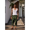 image:imageCOOFANDY Mens Casual Pants Linen Capri Harem Pants Loose Fit Baggy Pants Lightweight Beach Yoga TrousersArmy Green