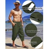 image:imageCOOFANDY Mens Casual Pants Linen Capri Harem Pants Loose Fit Baggy Pants Lightweight Beach Yoga TrousersArmy Green