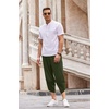 image:imageCOOFANDY Mens Casual Pants Linen Capri Harem Pants Loose Fit Baggy Pants Lightweight Beach Yoga TrousersArmy Green