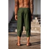 image:imageCOOFANDY Mens Casual Pants Linen Capri Harem Pants Loose Fit Baggy Pants Lightweight Beach Yoga TrousersArmy Green