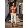 image:imageCOOFANDY Mens Casual Pants Linen Capri Harem Pants Loose Fit Baggy Pants Lightweight Beach Yoga TrousersBeige